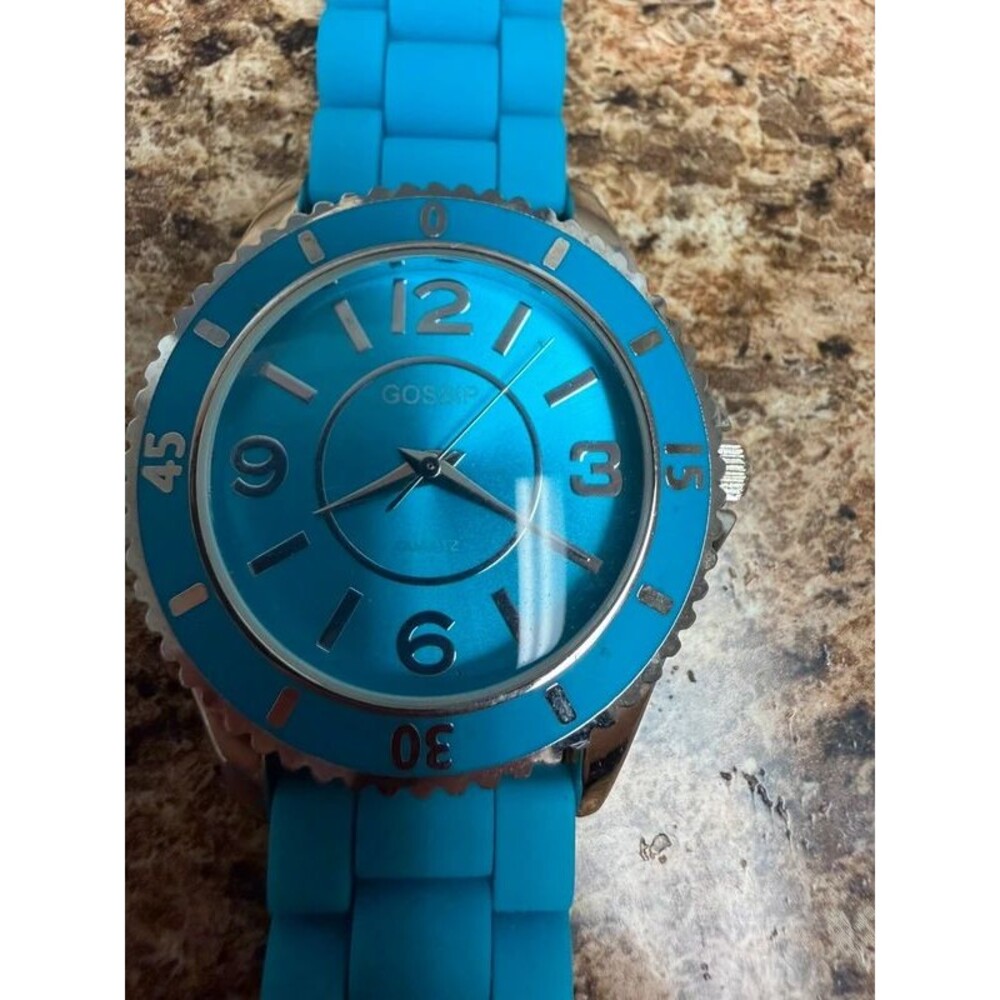 Gossip GSP818A Blue Silicone Strap Quartz Watch Japan Movt Silver Tone
